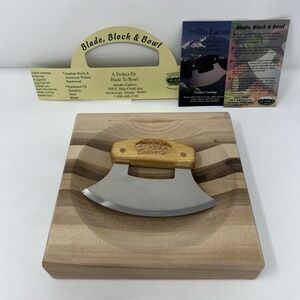 Alaska Cutlery Ulu Knife and Chopping Bowl Set Birch Wood NEW Open Box